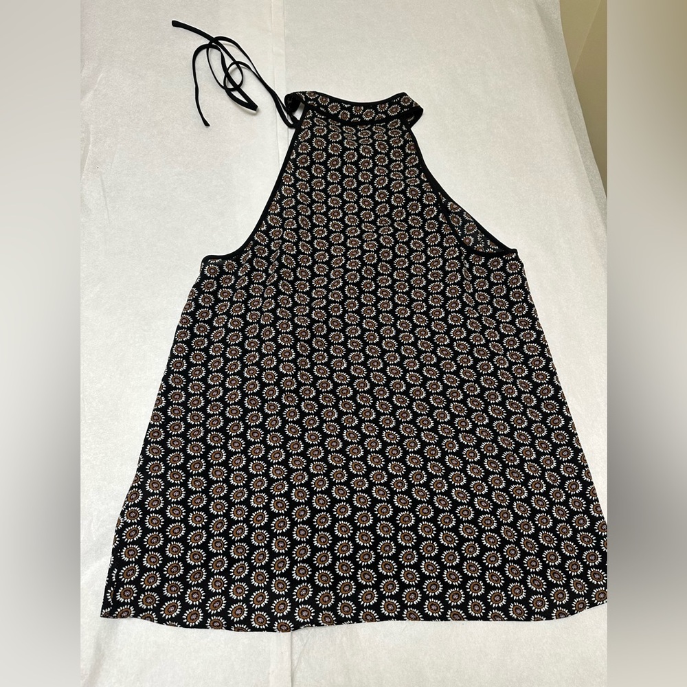 🌼A.L.C. Black w/Floral Print Silk Tie-Neck Sleeveless Blouse/Top 🌼 - Picture 3 of 9